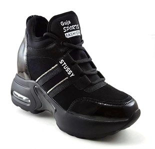301 4 Guja Boğazlı Bayan Spor Ayakkabısı -Siyah sistemayakkabi